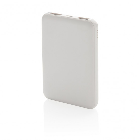 Biały power bank do nadruku logo 5000mAh, kiesonkowy rozmiar