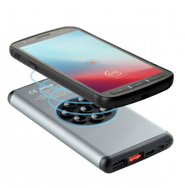Indukcyjny 10w power bank 10000 mAh Mauro Conti z przyssawkami   - grafitowego koloru
