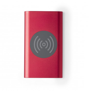 Indukcyjny power bank z grawerem logo 4000 mAh, ładowarka bezprzewodowa 5W- czerwony