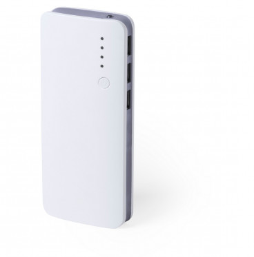 Power bank  10000 mAh z nadrukiem logo, lampka LED - szary