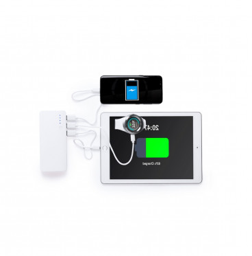 Power bank  10000 mAh z nadrukiem logo, lampka LED - szary