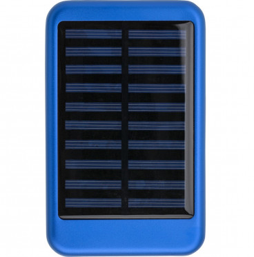 Solarny power bank  z logo 4000 mAh, ładowanie od słońca - niebieski kolor