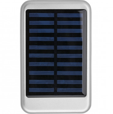 Power bank reklamowy 4000 mAh, ładowarka słoneczna - srebrny