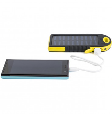 Żółty power bank reklamowy 4000 mAh, ładowarka słoneczna - żółty