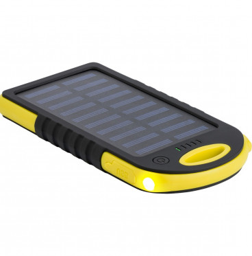 Żółty power bank reklamowy 4000 mAh, ładowarka słoneczna - żółty