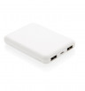 Biały power bank do nadruku logo 5000mAh, kiesonkowy rozmiar